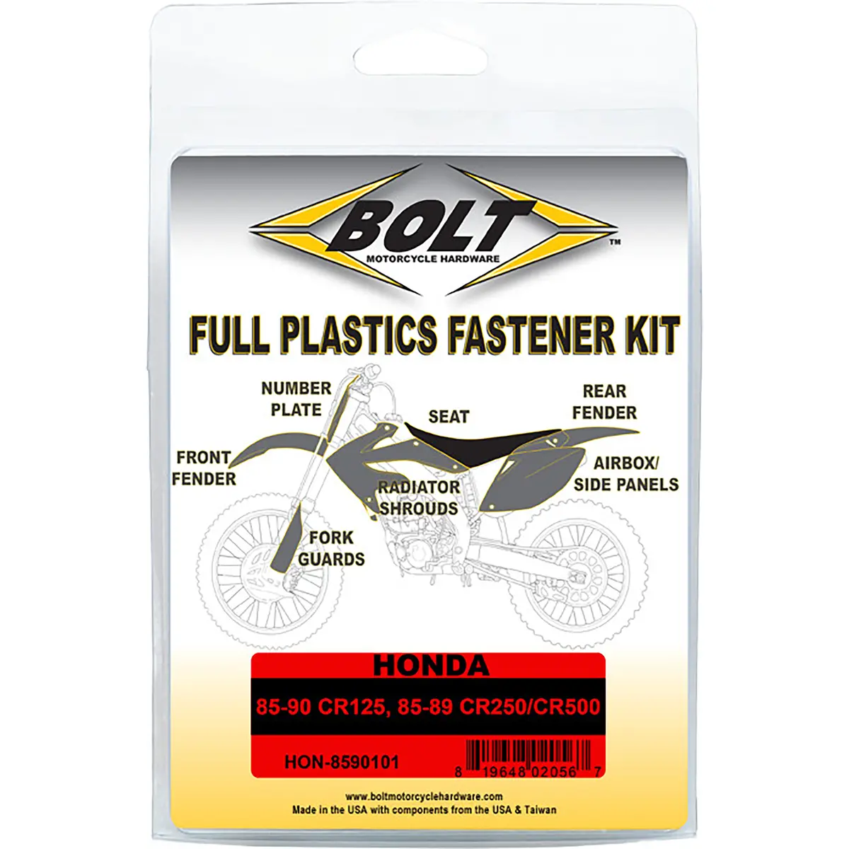 Bolt Motorcycle Full Plastic Fastener Kit - Honda 1