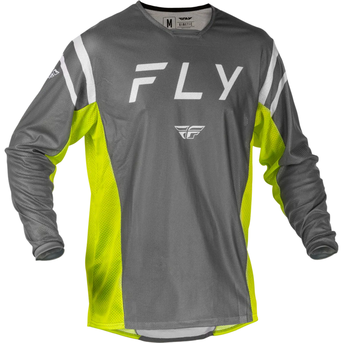 2025.5 Fly Racing Adult Kinetic Mesh Center Grey/White/Hi-Vis Gear Combo 2