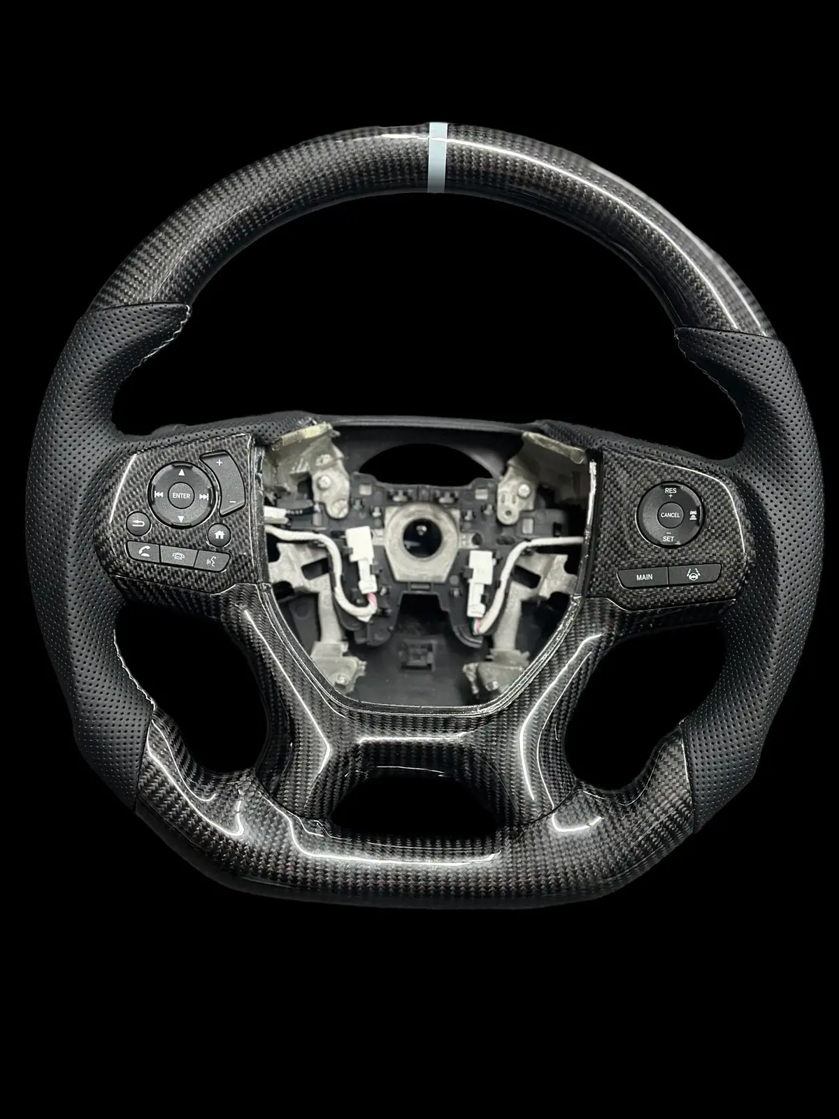 Carbon Fiber Steering Wheel - Honda (Black Leather) - Odyssey / Pilot 1