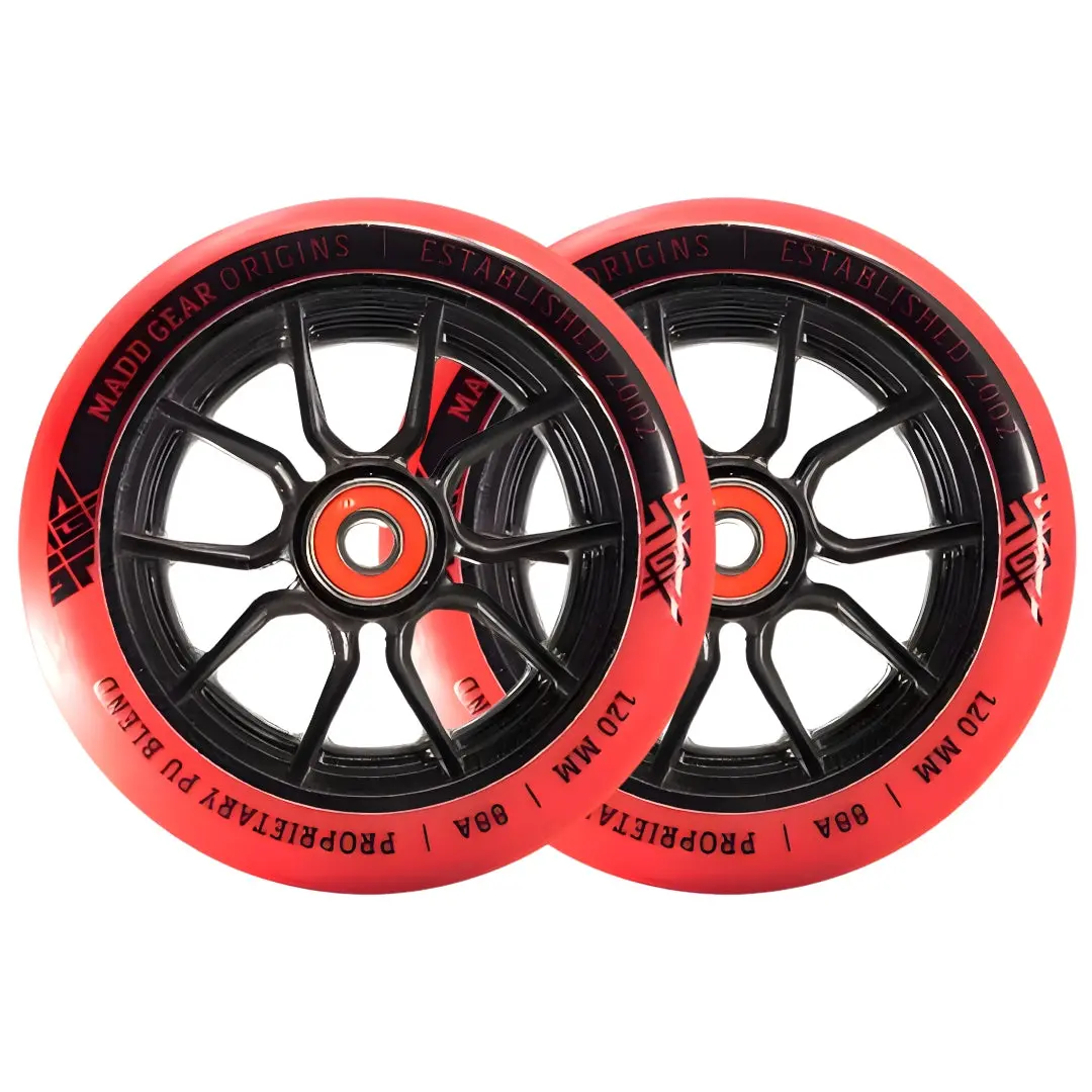 Pair Madd Gear 120Mm Syndicate Ar Wheels Red Black 1