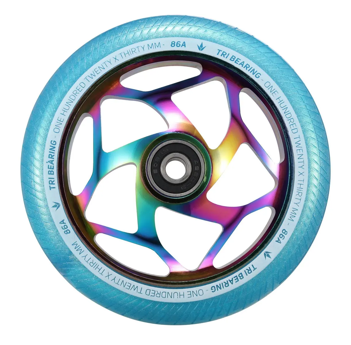 120Mm X 30Mm Tri Bearing Wheel - Oil Slick/Teal - Envy 1