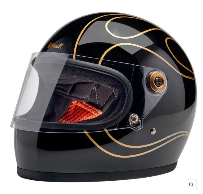 Biltwell Gringo S Ece 22.06 Gloss Black Flames Full Face Helmet [1003-567] 1
