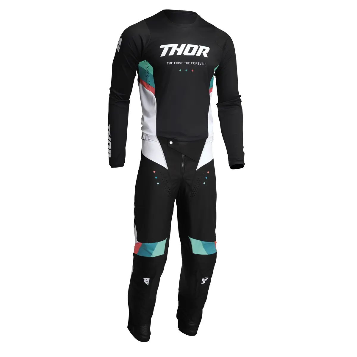 2022 Thor Racing Adult React Pulse White/Black Gear Combo 1