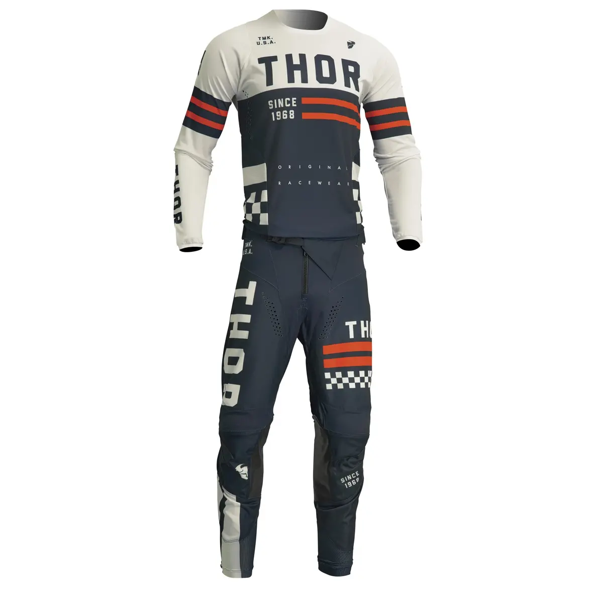 2024 Thor Youth Pulse Combat Midnight/Vintage White Gear Combo 1