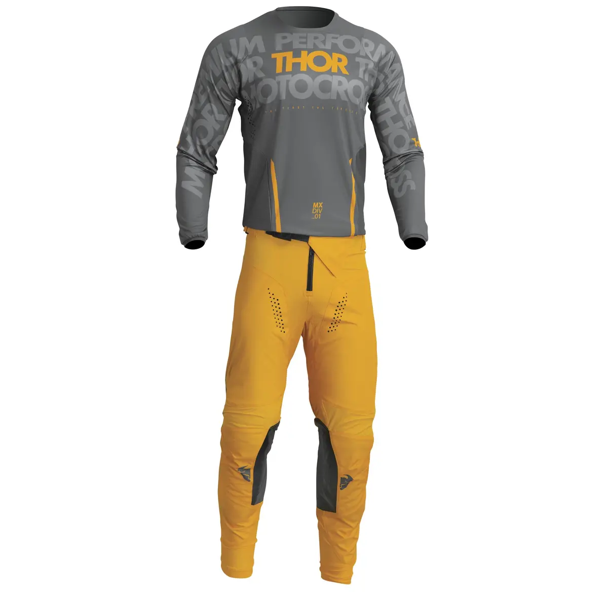 2024 Thor Pulse Mono Dark Gray/Yellow Gear Combo 1