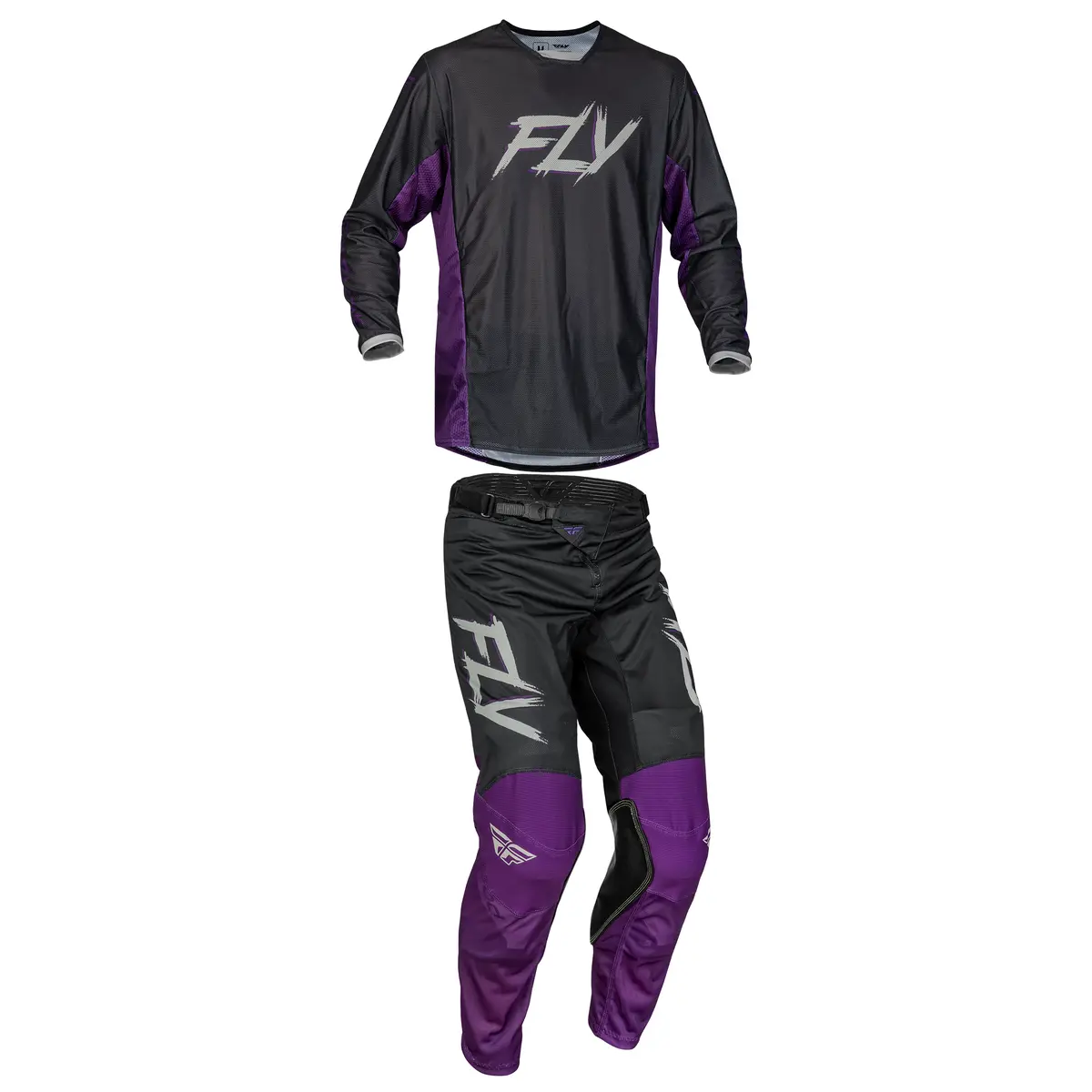 2023.5 Fly Racing Kinetic Mesh Rave Black/Purple/Silver Gear Combo - Adult 1