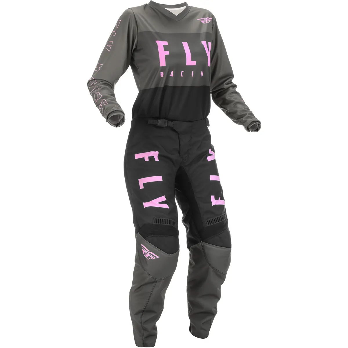 2022 Fly Racing Youth Grey/Black/Pink F-16 Gear Combo 1