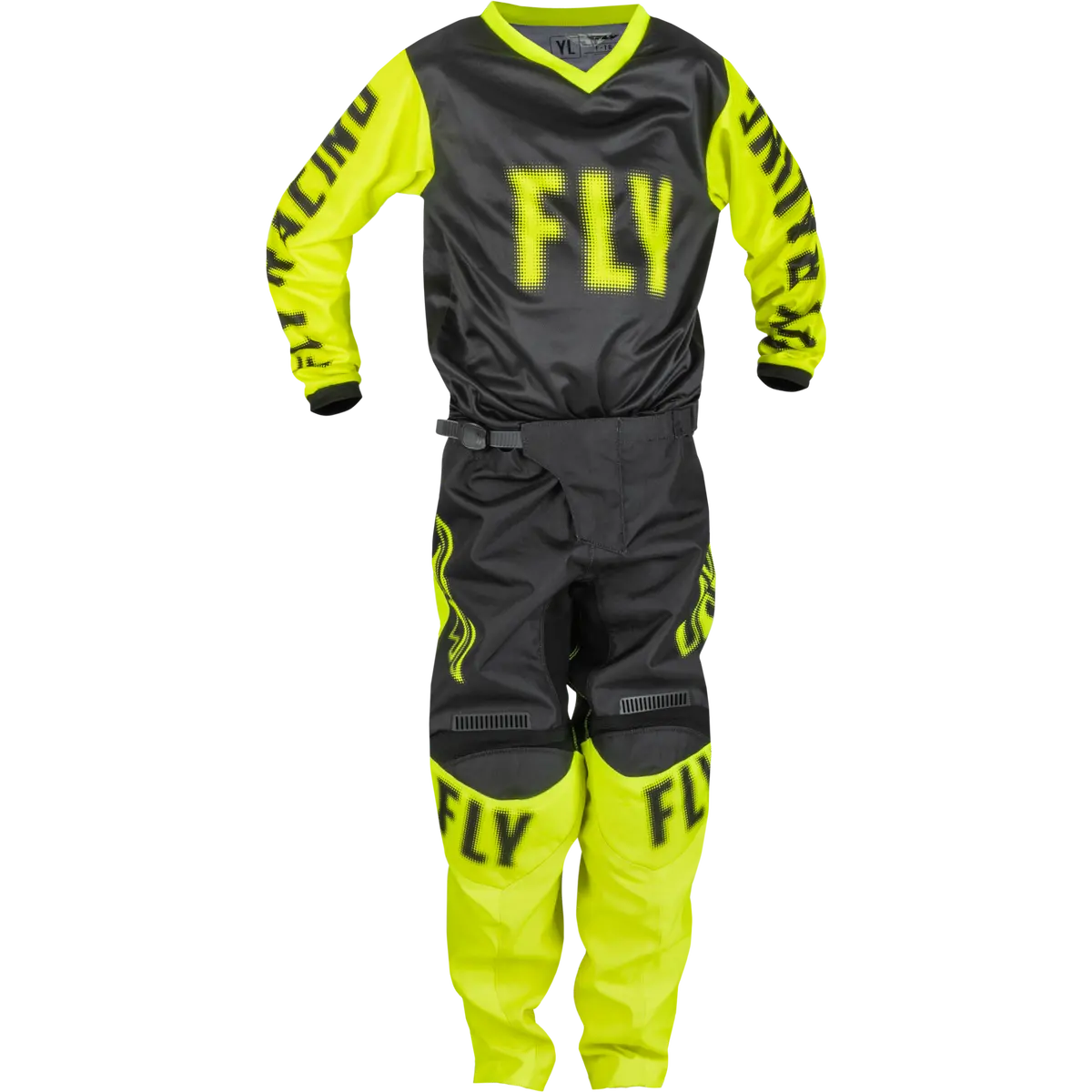 2024 Fly Racing Youth F-16 Black/Hi-Vis Gear Combo 1