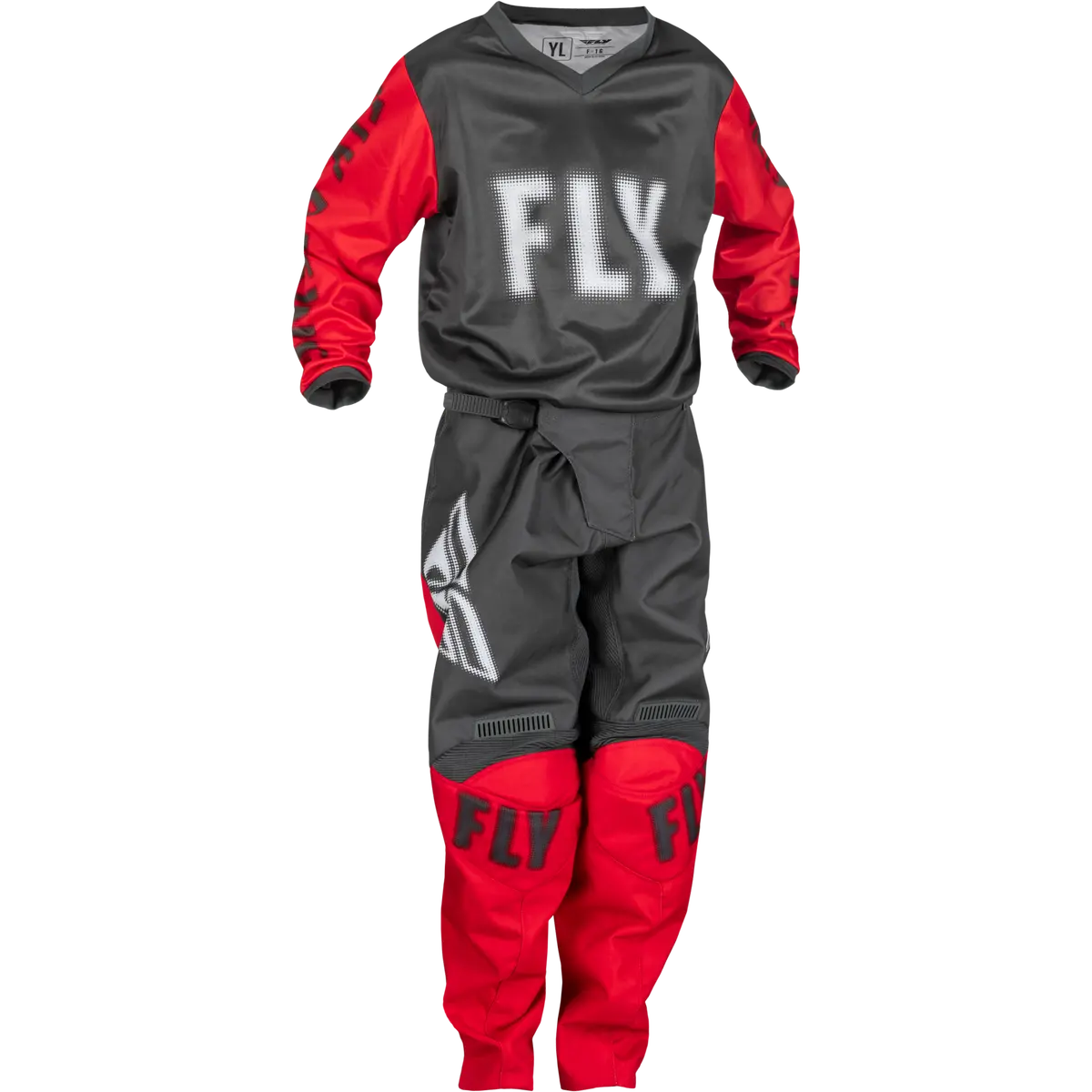 2024 Fly Racing Youth F-16 Grey/Red Gear Combo 1