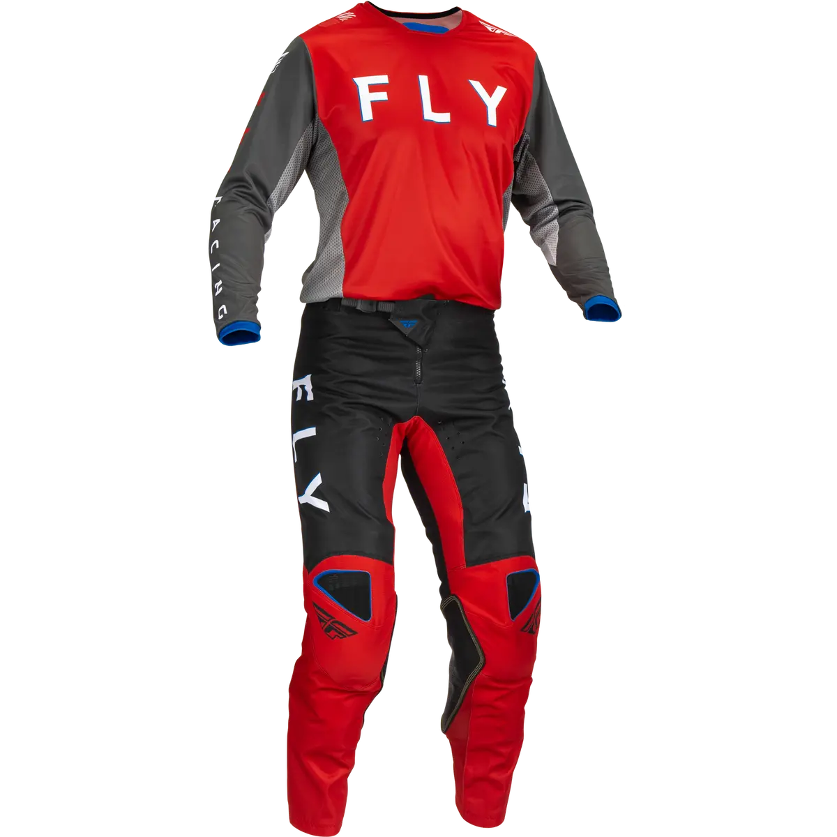 2023 Fly Racing Adult Kinetic Kore Red/Grey Gear Combo 1