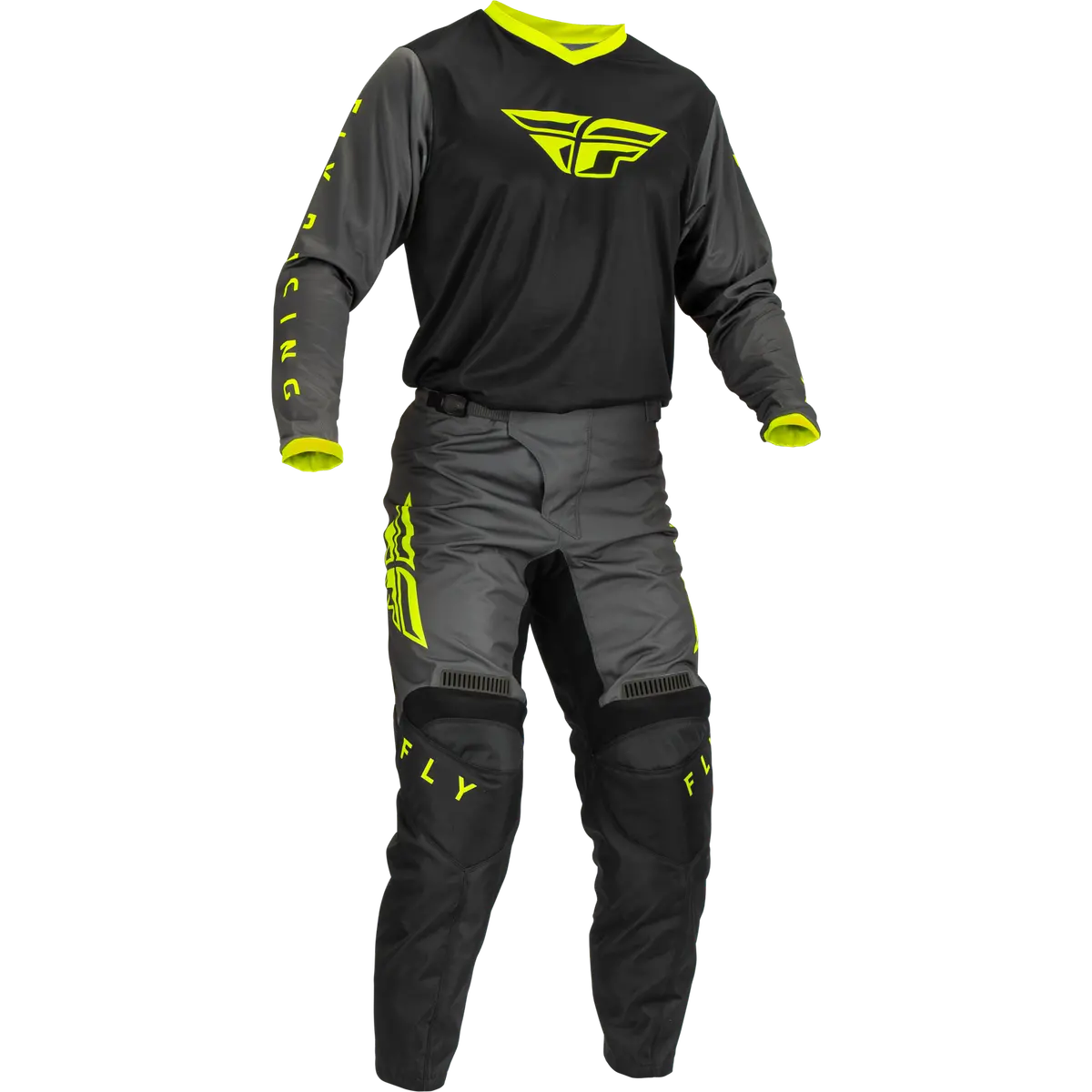 2023 Fly Racing Adult F-16 Black/Grey/Hi-Vis Gear Combo 1