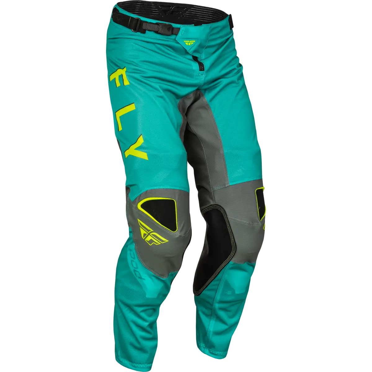2023.5 Fly Racing Kinetic Mesh Kore Hi-Vis/Teal/Grey Gear Combo - Adult 4