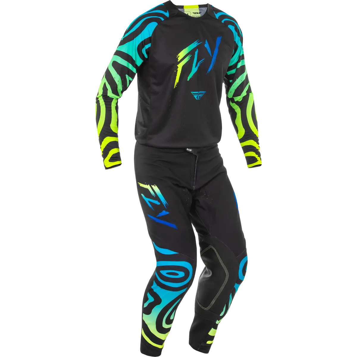 2025 Fly Racing Adult Evolution Dst Se Zen Black/Blue/Hi-Vis Gear Combo 1