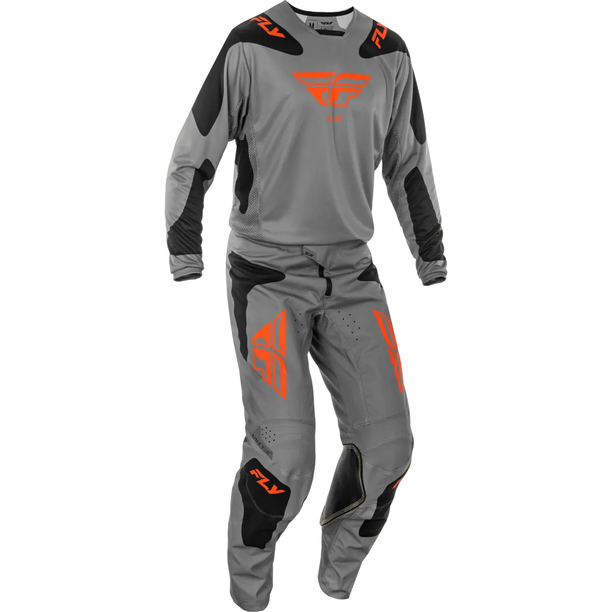 2025 Fly Racing Adult Kinetic Sym Grey/Orange/Black Gear Combo 1
