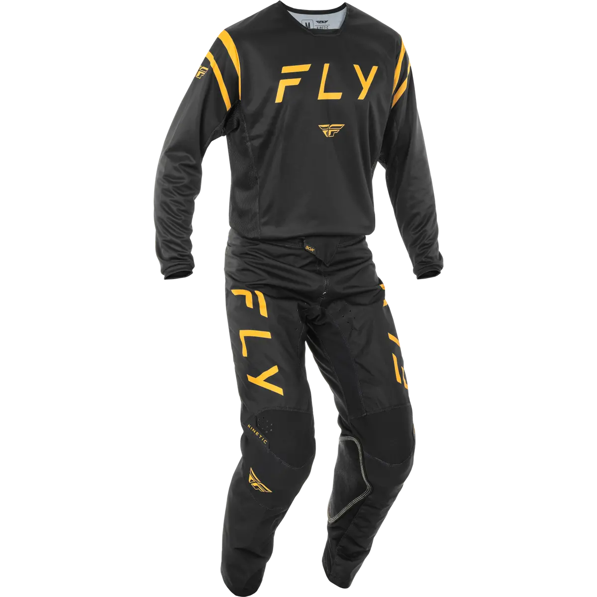 2025 Fly Racing Adult Kinetic Center Black/Gold Gear Combo 1