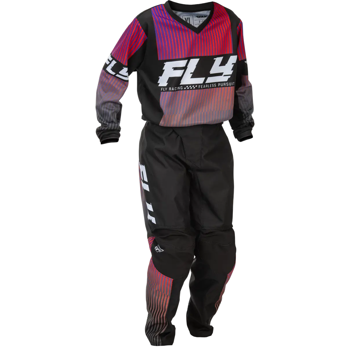 2026 Fly Racing Youth F-16 Gear Combo - Black/Red/Purple 1