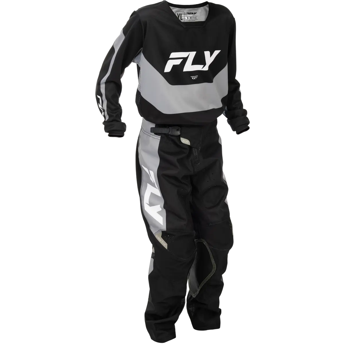2026 Fly Racing Youth Kinetic Gear Combo - Black/Grey 1