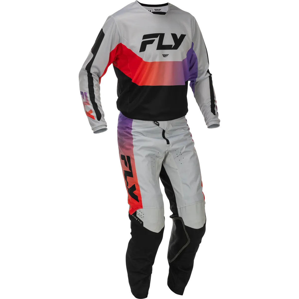 2026 Fly Racing Adult Kinetic Gear Combo - Grey/Red/Purple/Black 1