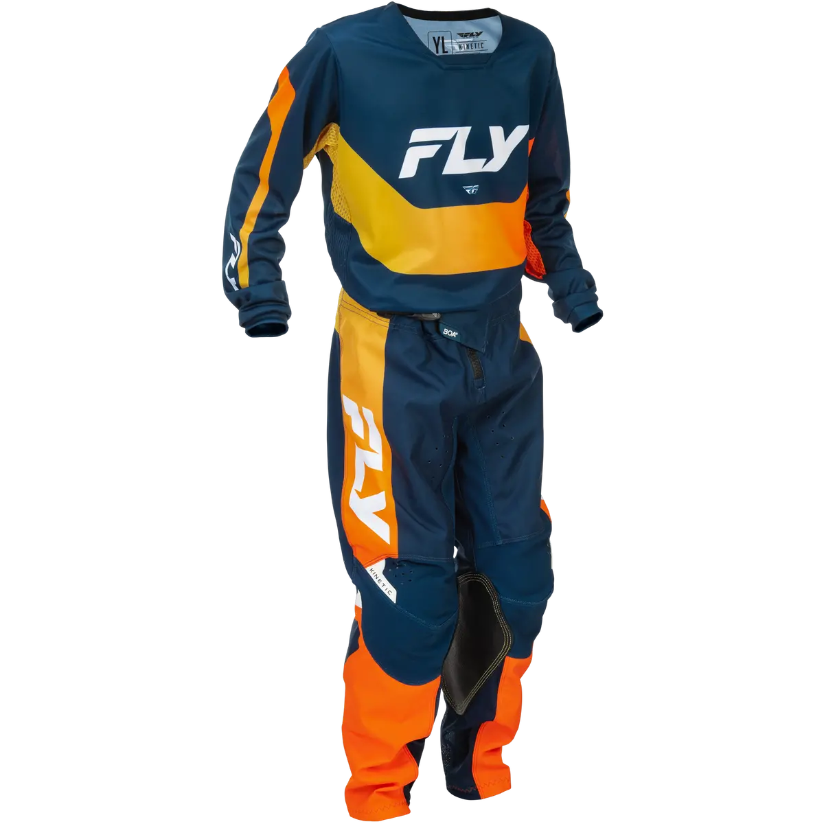 2026 Fly Racing Youth Kinetic Gear Combo - Navy/Orange 1