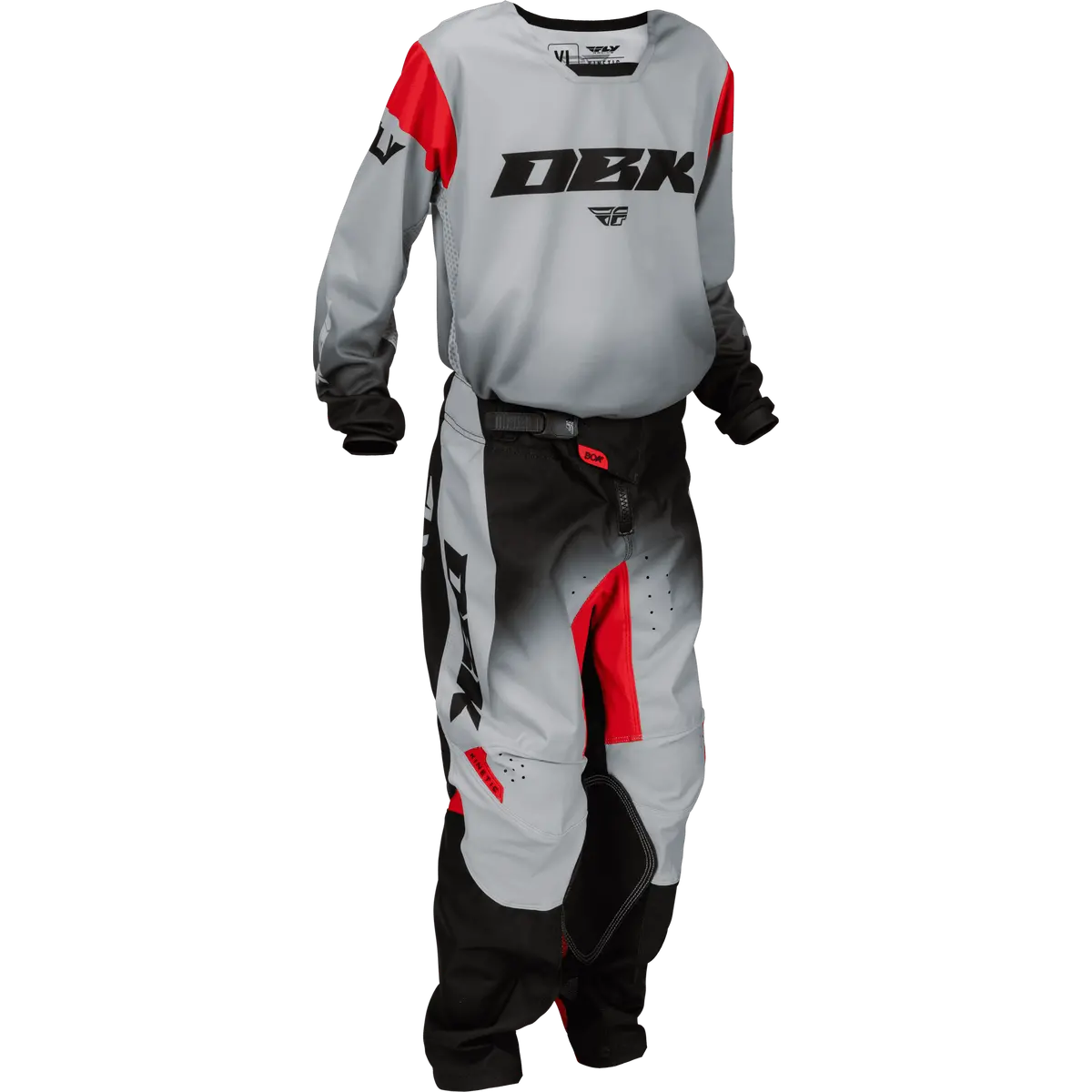 2026 Fly Racing Youth Kinetic Dbk Gear Combo - Grey/Black/Red 1