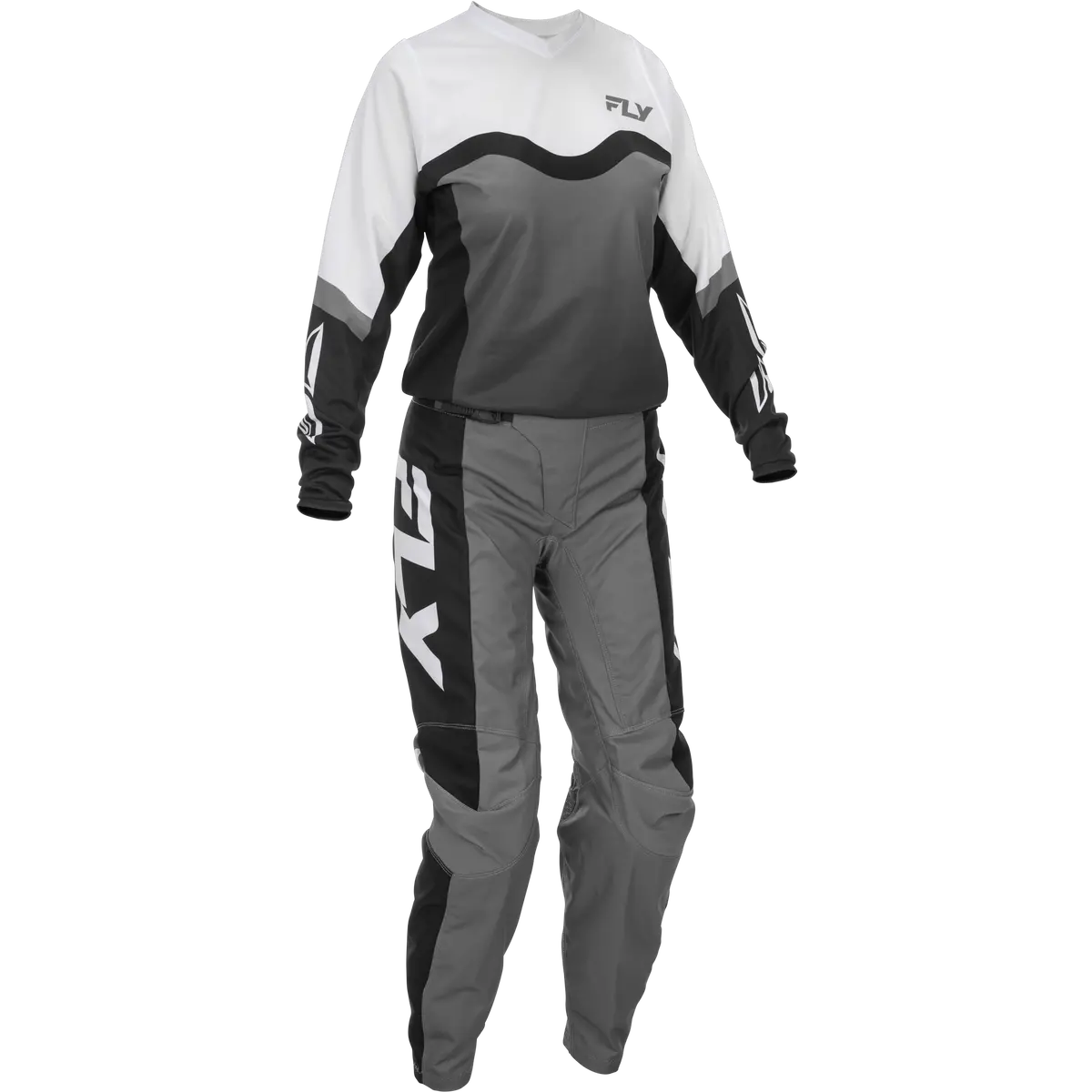 2026 Fly Racing Adult Women's F-16 Gear Combo - Grey/Black/White 1