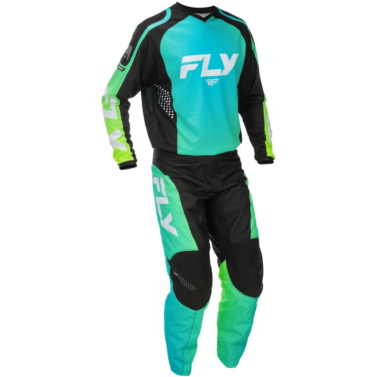 2026 Fly Racing Adult F-16 Gear Combo - Aqua/Black/White 1