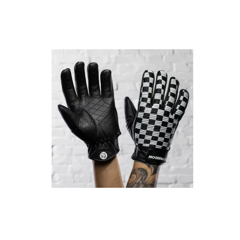 Holyfreedom  Motorcycle Glove In Leather Sir Cock Black White 1