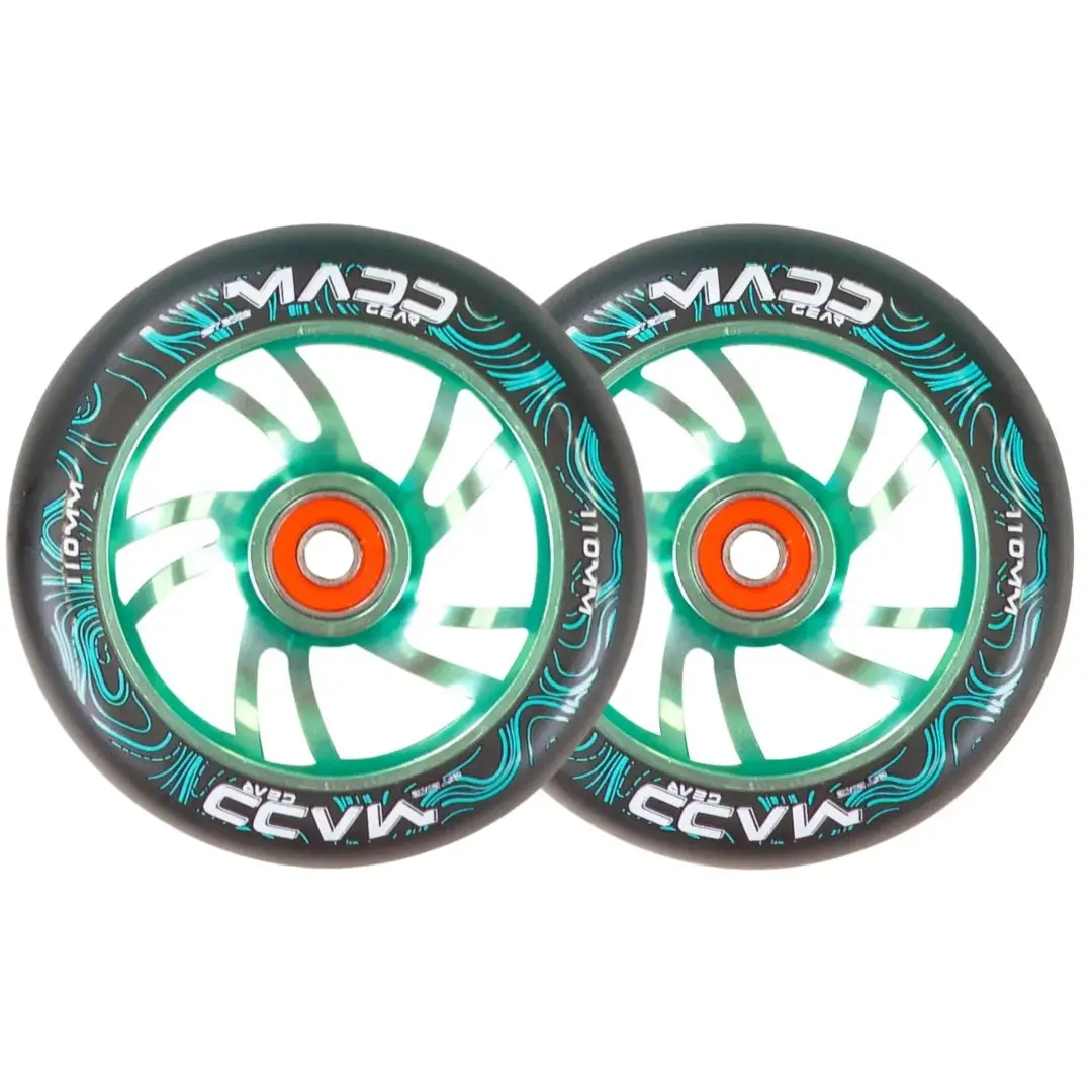 Pair Madd Gear 110Mm Force Alloy Core Wheel Teal 1