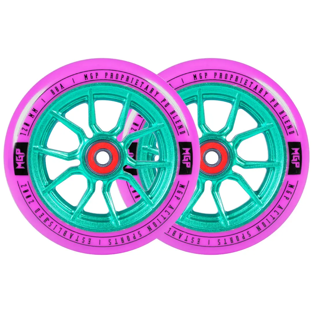 Pair Madd Gear 120Mm Syndicate Ar Wheels Pink / Teal 1