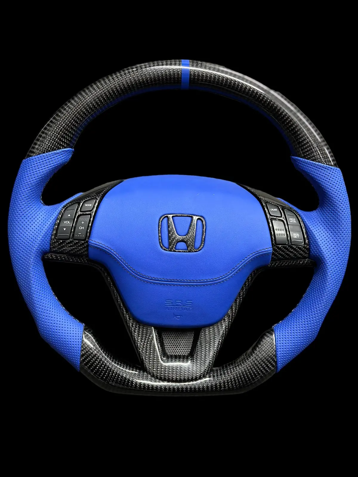 Carbon Steering Wheel - Honda - Crv (2007-2011 Blue Leather) 1