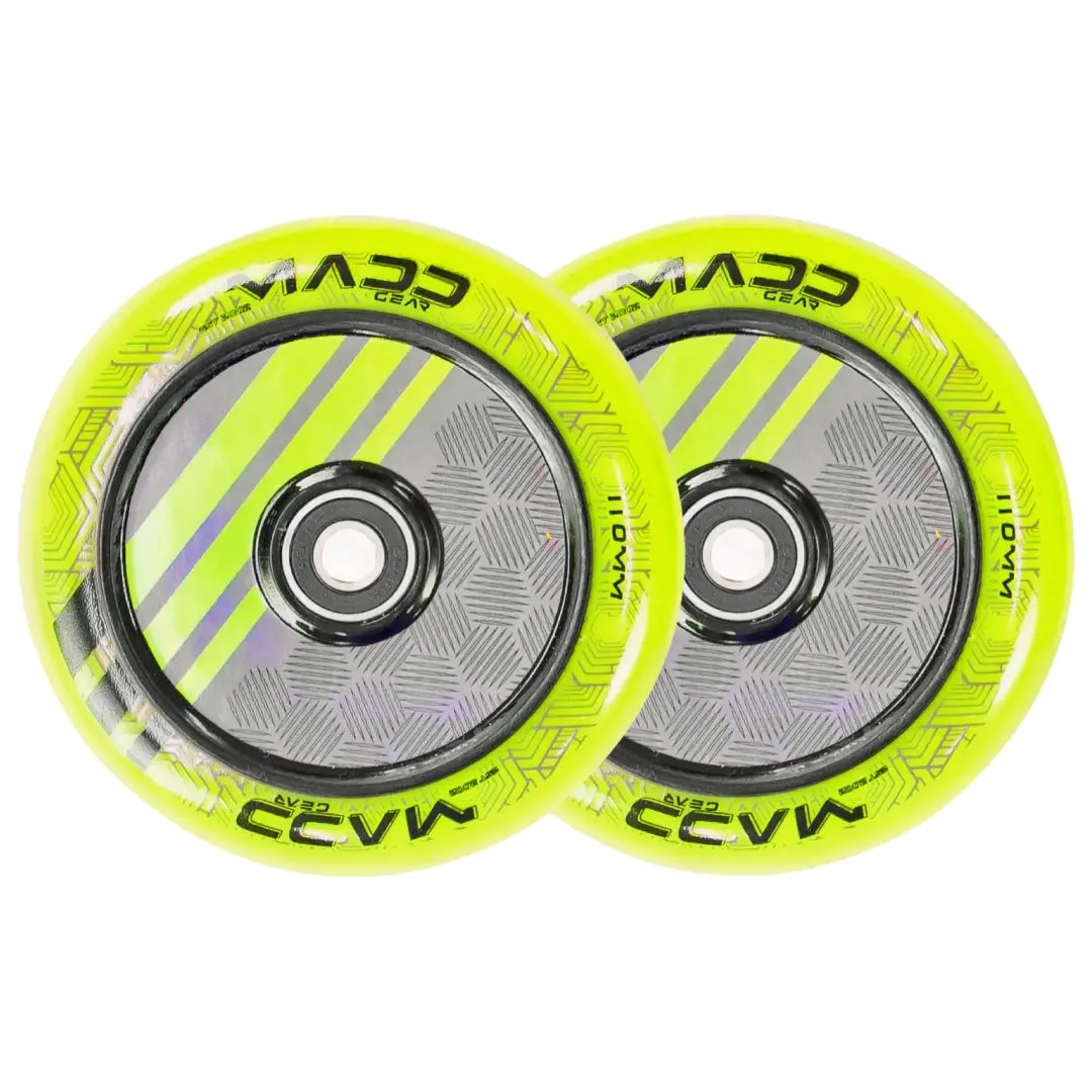 Pair Madd Gear 110Mm Zen Hollow Core Wheel Green 1