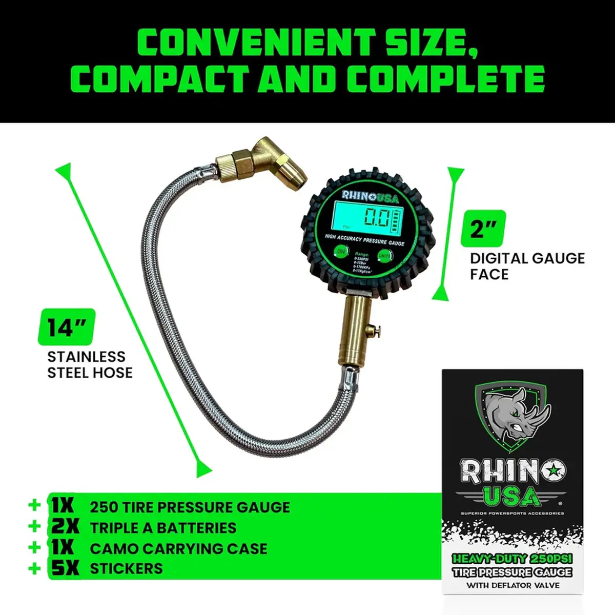Rhino Usa 250 Psi Heavy Duty Digital Tire Gauge 2