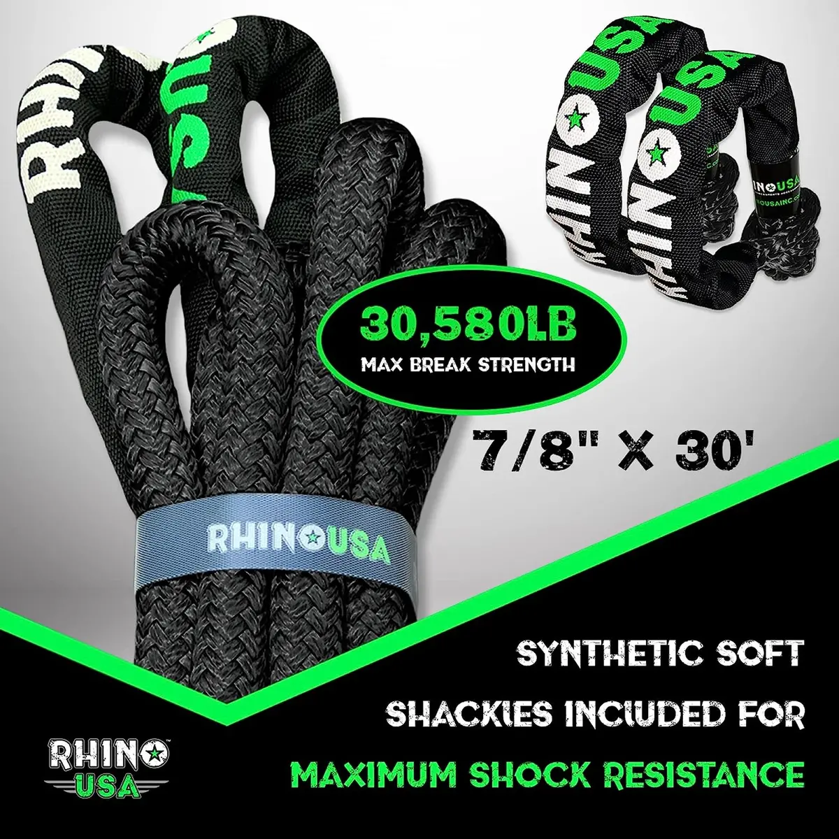 Rhino Usa 7/8" X 30' Kinetic Recovery Rope Kit 2