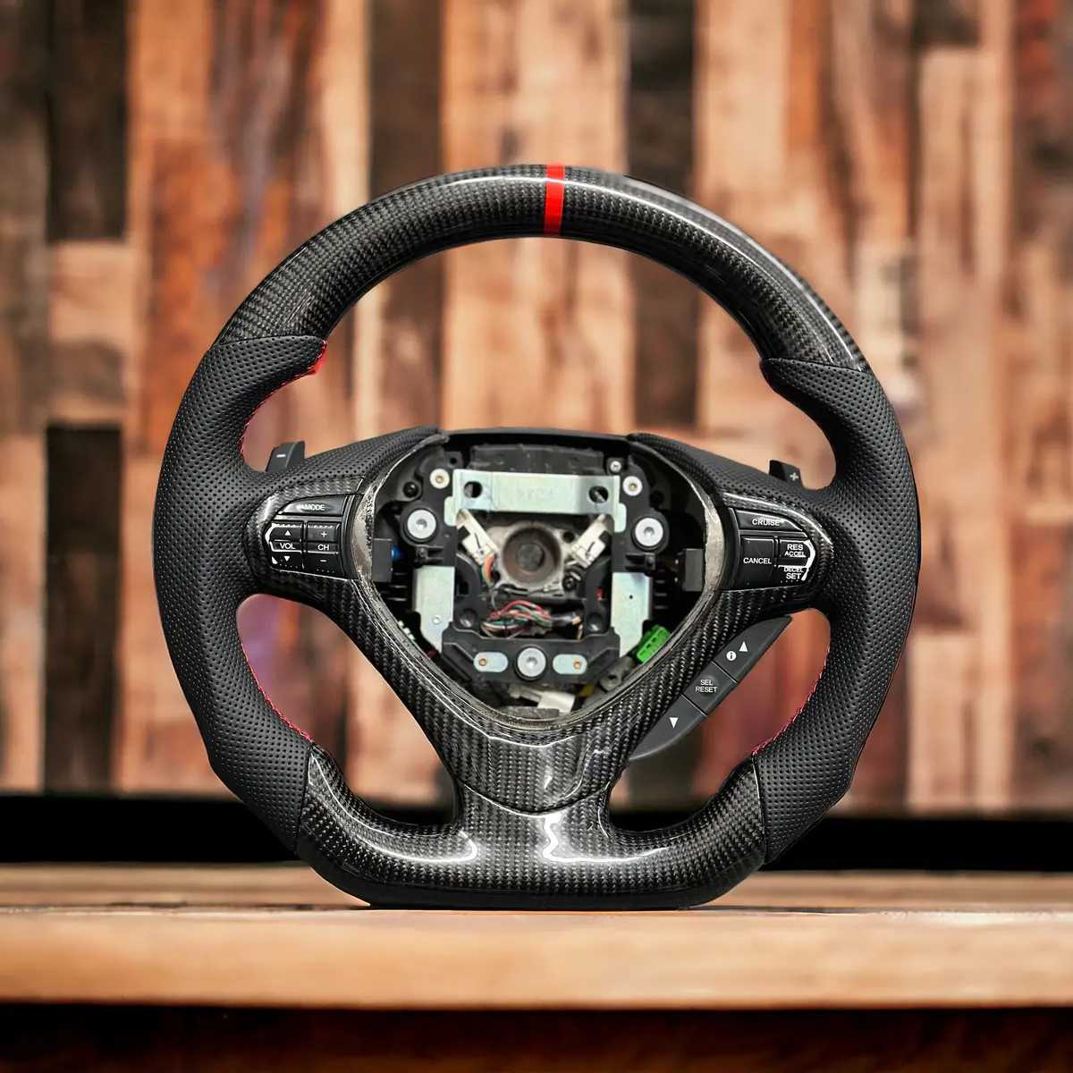 Carbon Steering Wheel - Acura - Tsx (2009-2014 Black Red) 1