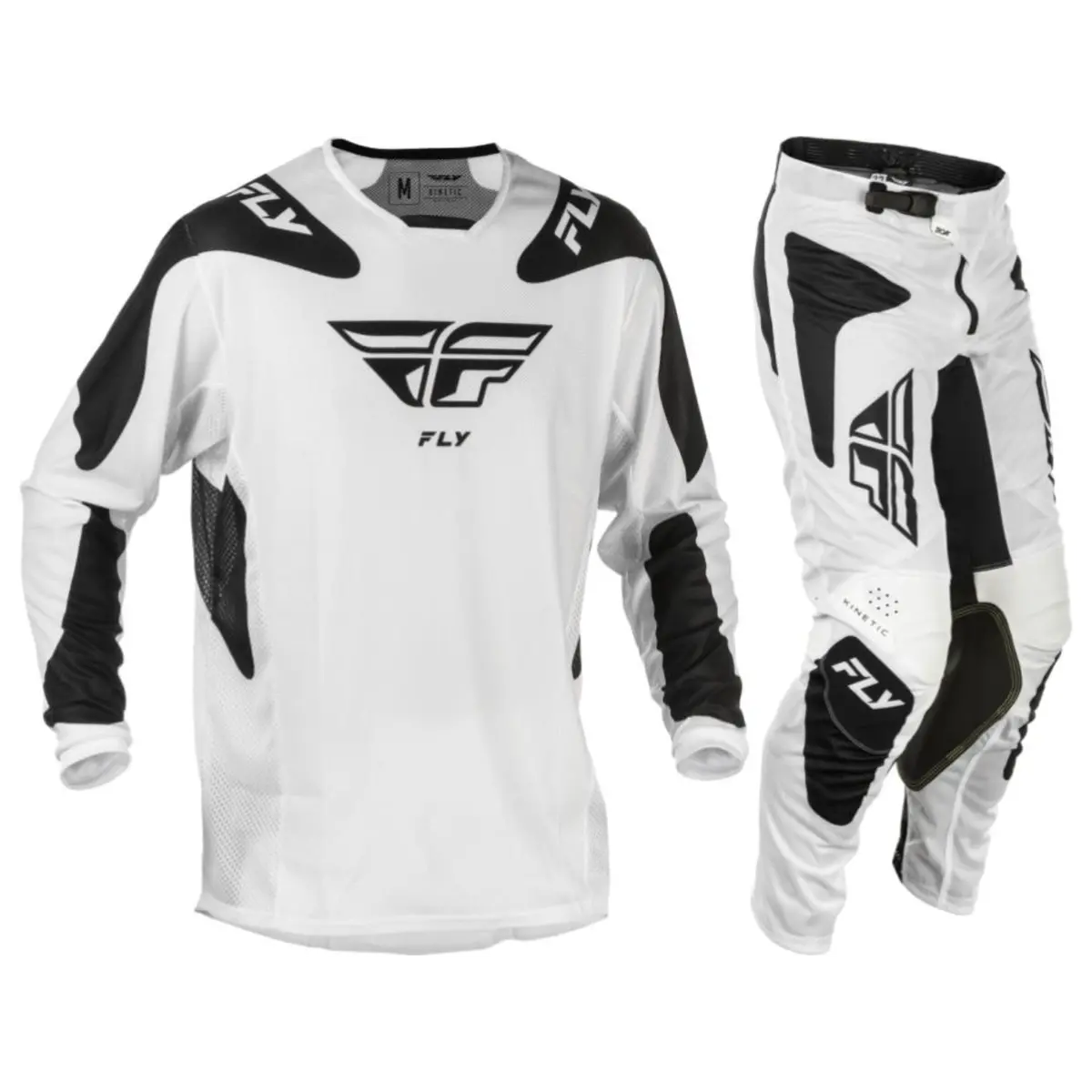2025.5 Fly Racing Adult Kinetic Mesh Sym White/Black Gear Combo 1