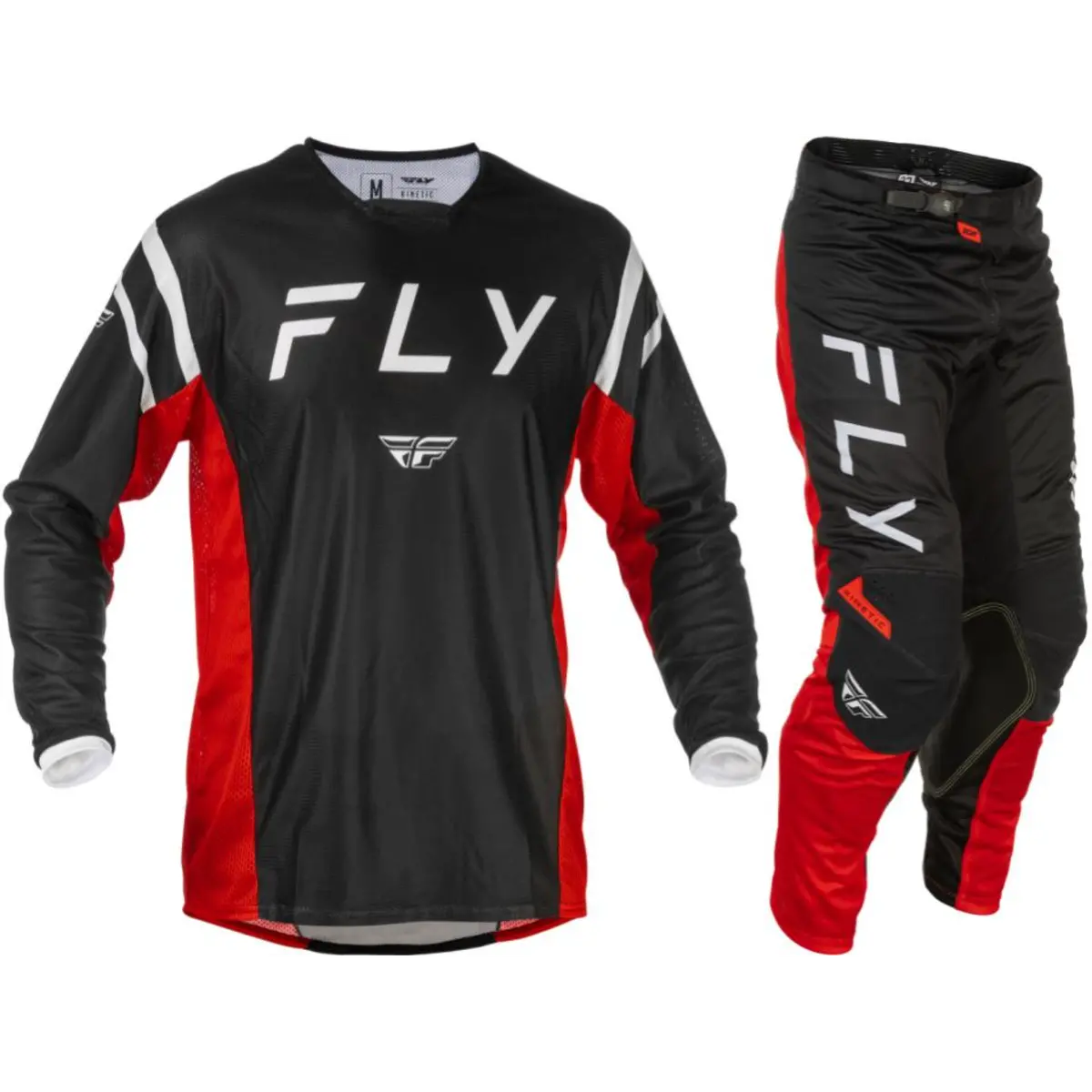 2025.5 Fly Racing Adult Kinetic Mesh Center Black/White/Red Gear Combo 1