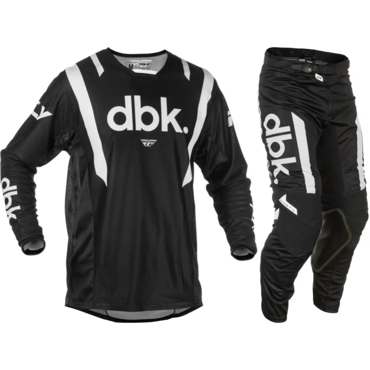 2025.5 Fly Racing Adult Kinetic Mesh Dbk Black/White Gear Combo 1
