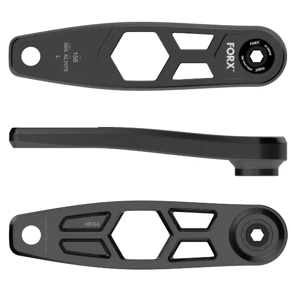 Forx E-Bike Cranks Hex4 Etor 155 Black Or Silver 1 Pair 2