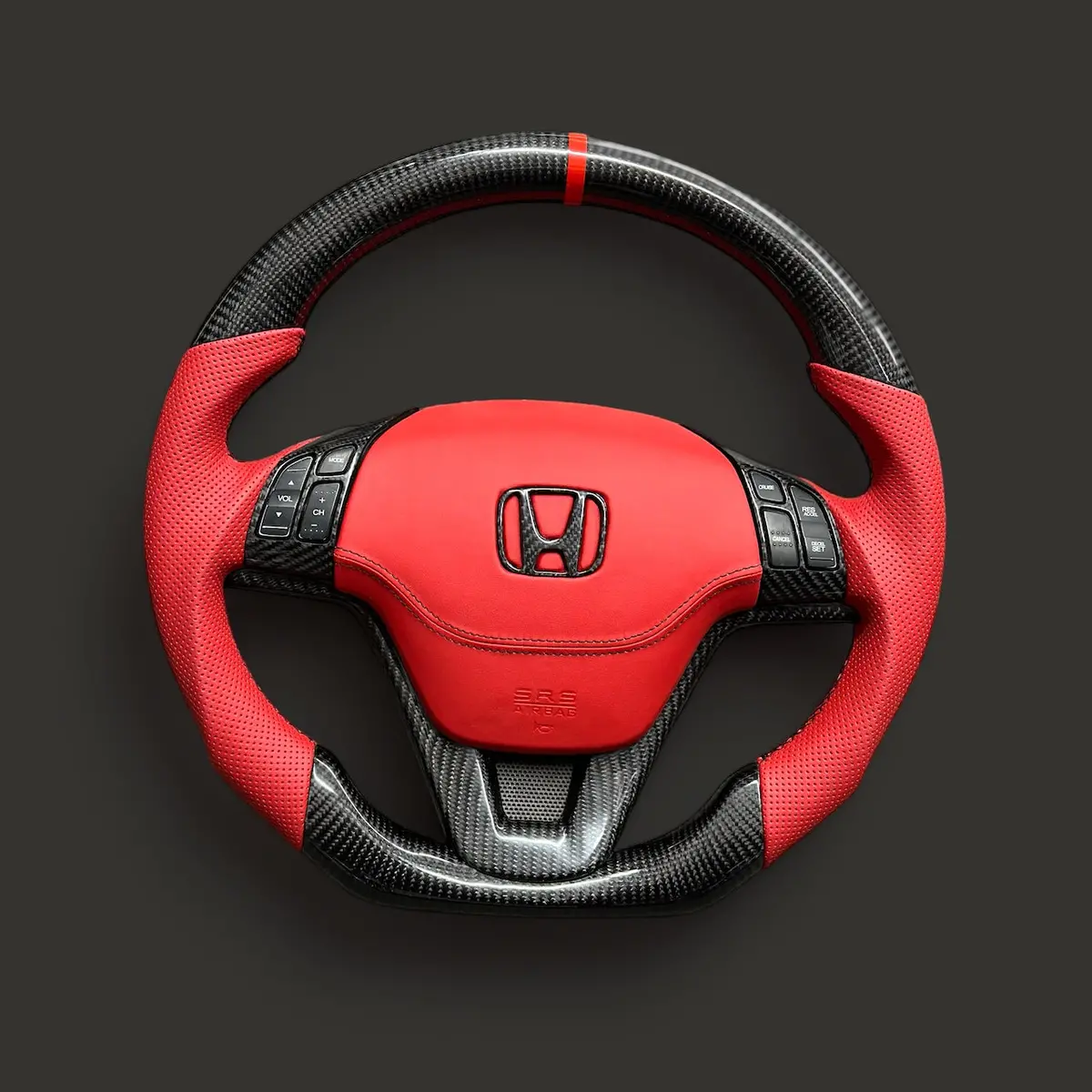 Carbon Steering Wheel - Honda - Crv (2007-2011  Red Leather) 1