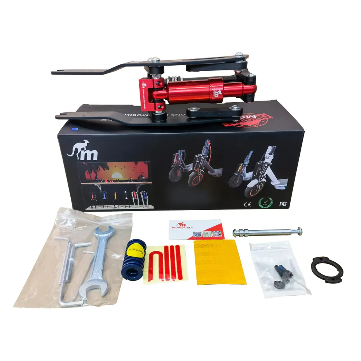 Xiaomi Mi 1S Pro2 Monorim V4 Federung Vorderradgabel Schwarz Rot 1