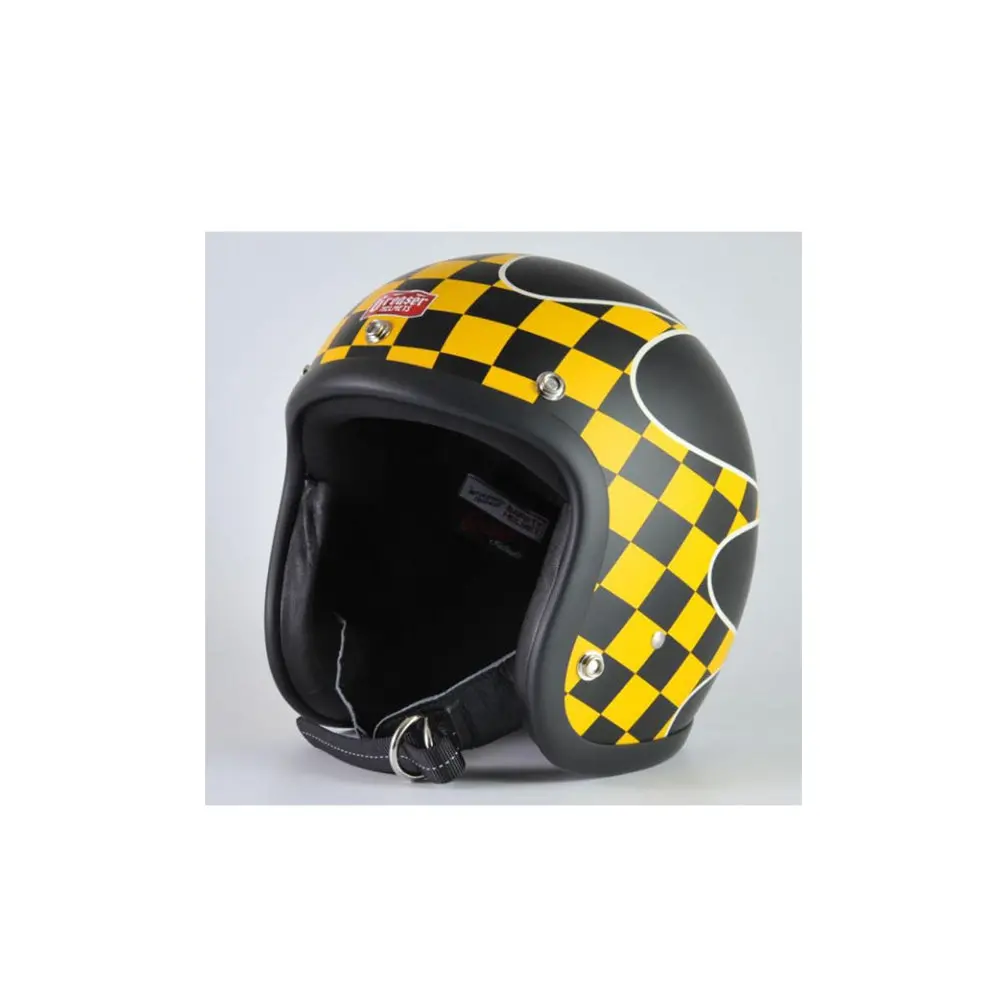 Din Market Greaser Checker Black Open Face Helmet 1