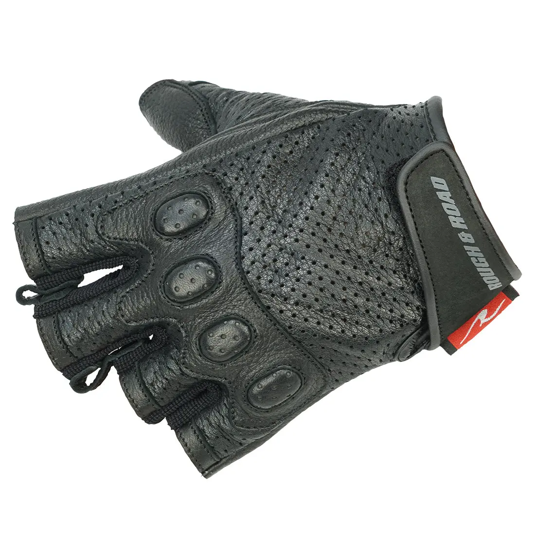 Rough And Road Punching Leather Half Finger Gloves Ds [Rr8361] 1