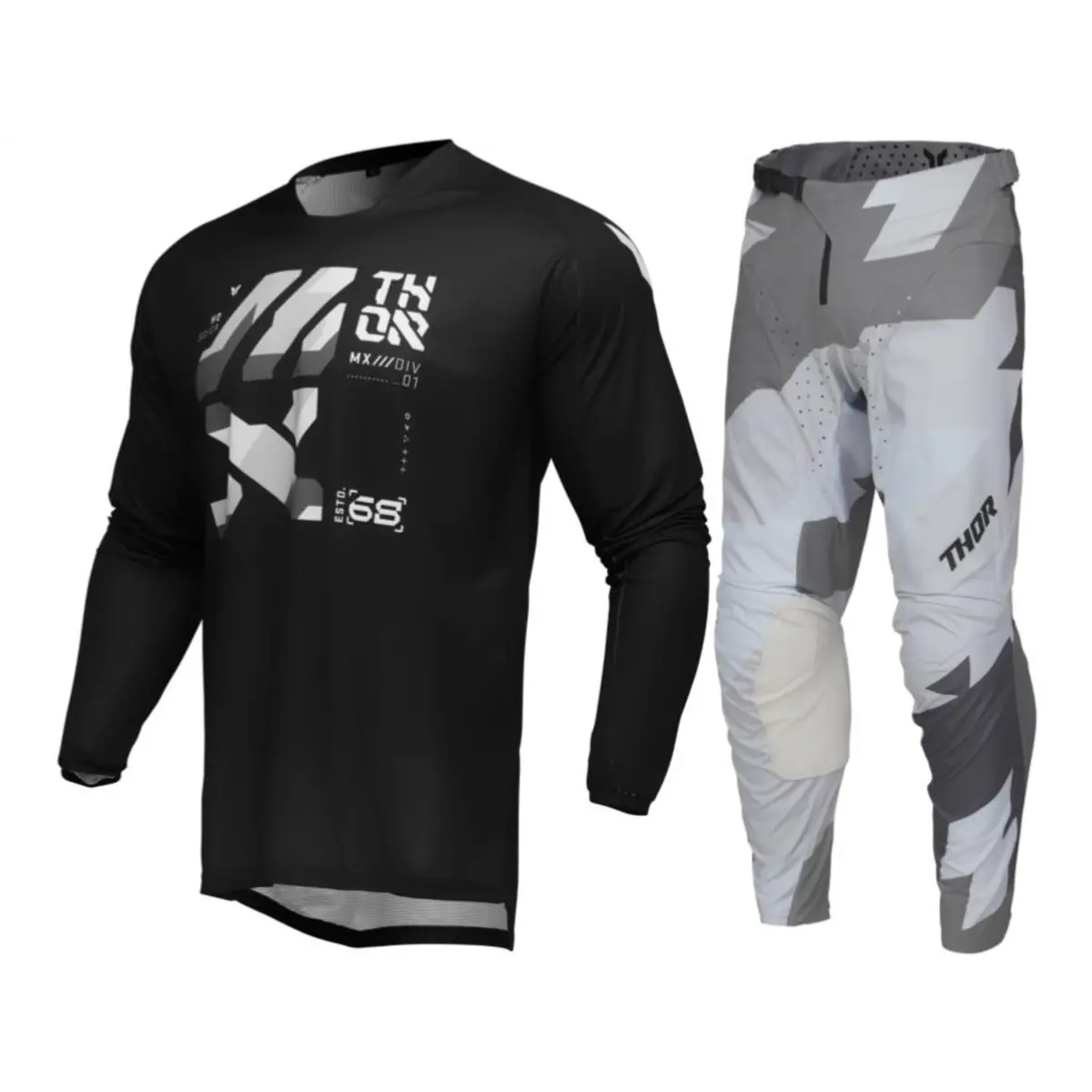 2025 Thor Racing Adult Launchmode Brave Black/Gray Gear Combo 1