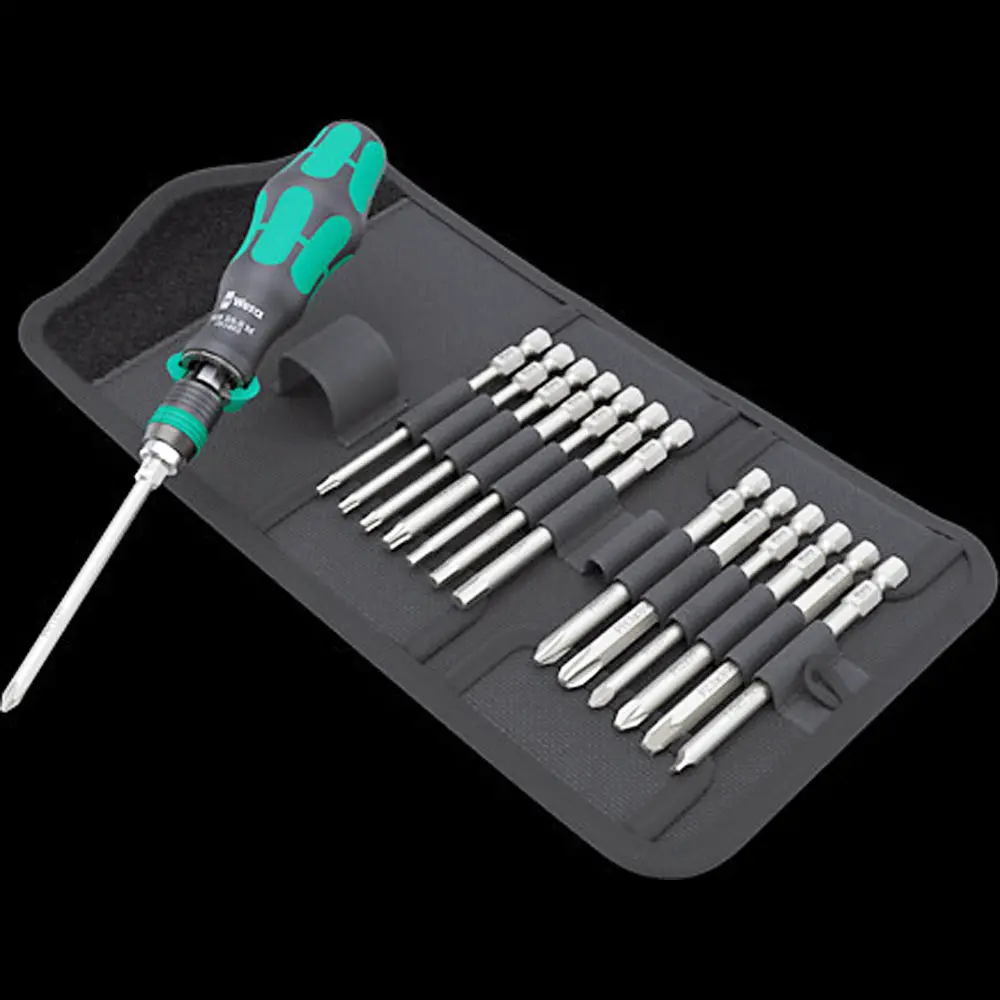 Wera Tools 838 Ra-R M Bitholding Screwdriver, 15 Piece Ratchet Set 1