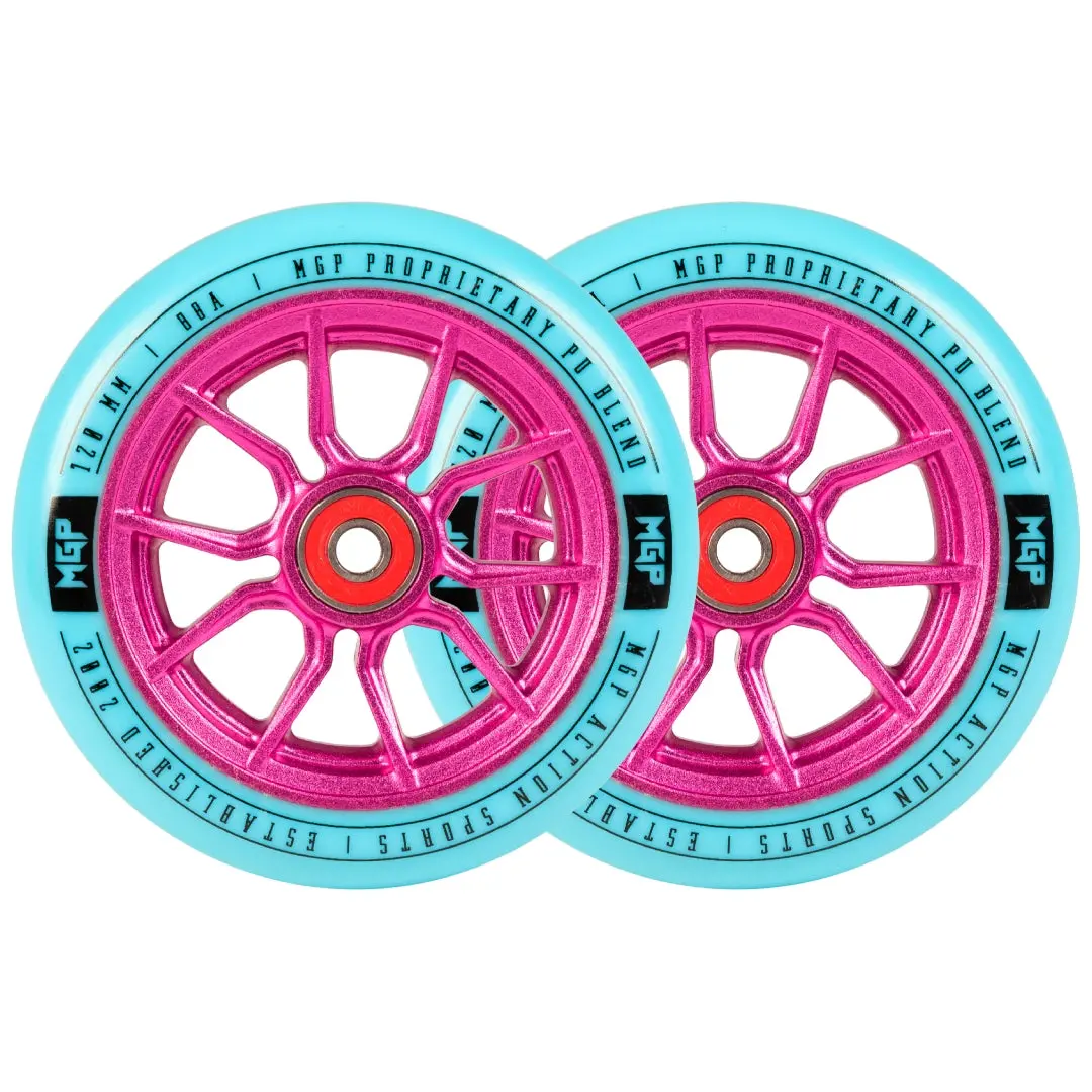 Pair Madd Gear 120Mm Syndicate Ar Wheels Blue / Pink 1
