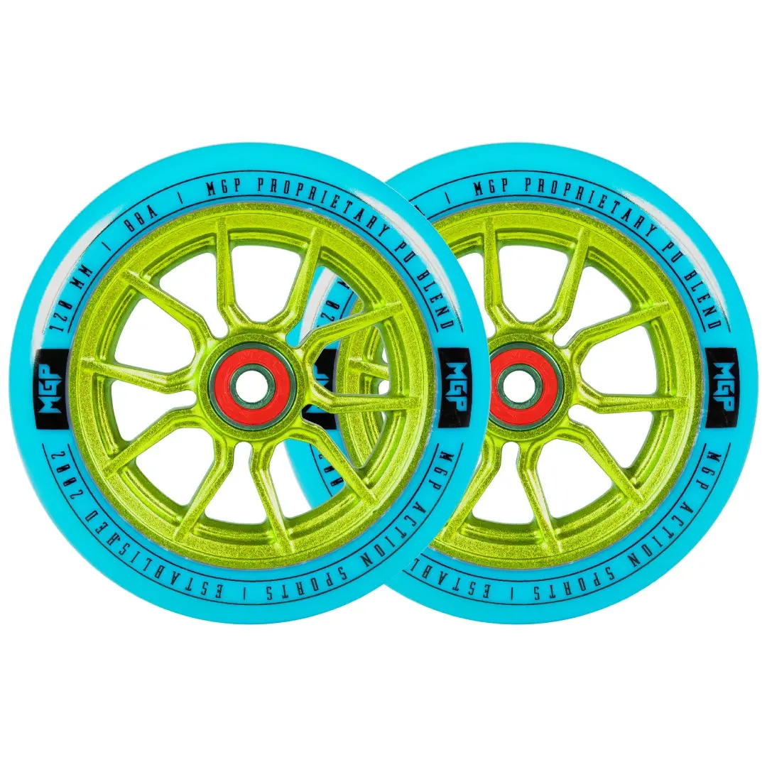 Pair Madd Gear 120Mm Syndicate Ar Wheels Blue / Green 1