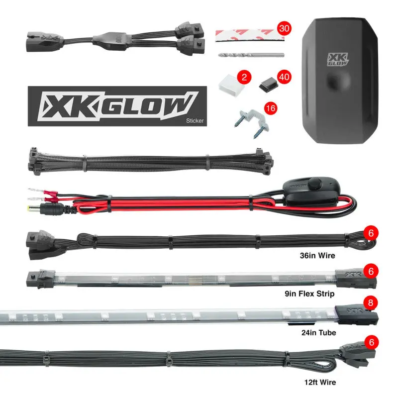 Xk Glow Dual-Mode Led Light Strip Kit – Xkchrome Car Edition, Includes Controller, 8"X24" + 6"X10" Tubes 1