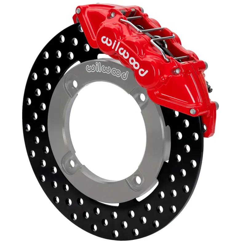 Wilwood 6-Piston Front Brake Kit With Drilled Rotors – 11.25In Diameter, Red Finish, Fits 2019–2022 Honda Talon 1000 1