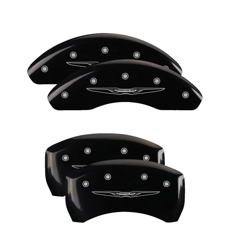 Mgp 4 Caliper Covers Engraved Front & Rear Mopar Black Finish Silver Ch 1