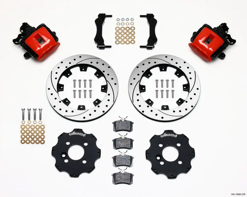 Wilwood Combination Parking Brake Kit – Rear, 11.75" Drilled Rotors, Red Finish, Mini Cooper 1
